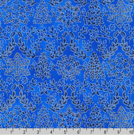 Blue Scrolls - Holiday Flourish Collection by Robert Kaufman 100% Cott