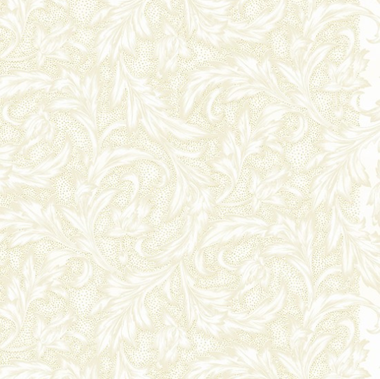 Hoffman Fabrics - Holiday Wishes - Damask Natural/Gold Metallic