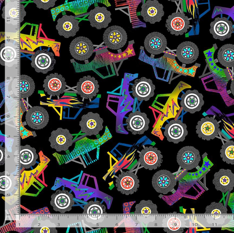 Monster Wheels Monster Truck Fabric Royal Motif Fabrics