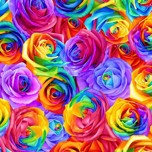 Rainbow Rose - Packed Rainbow Roses Fabric