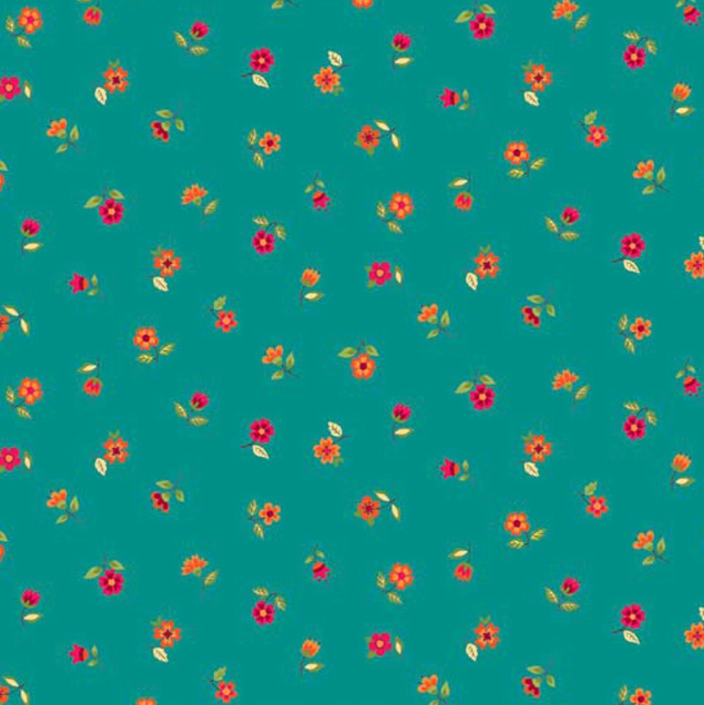Andover Fabrics - Bloom - Autumn Floral Scatter Teal