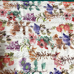 Hakoba Cotton Embroidered Fabric on Cream