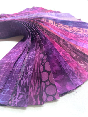 Assorted Purple Batik Strips - Island Batik