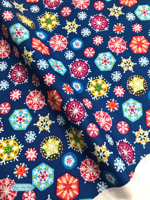 Fat Quarter - Andover Fabrics - Joyeux - Snowflakes Dark Blue