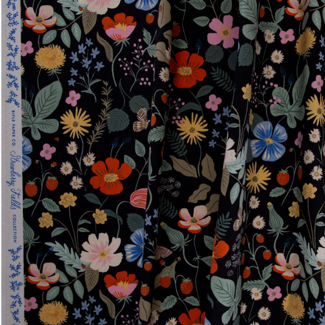 Strawberry Fields - Black Canvas Fabric – Royal Motif Fabrics
