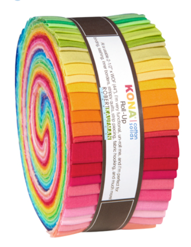 KONA Half Roll Jelly Roll Fabric Cotton Solids deals 6 BRIGHT RAINBOW