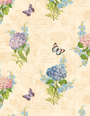 Hydrangea Mist - Monograph Cream Yardage