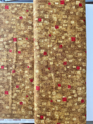 Gustav Klimt - Red Gold Metallic Yardage