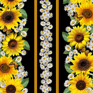 Advice From A Sunflower - Sunflower And Butterflies 11 inch Stripe Yardage