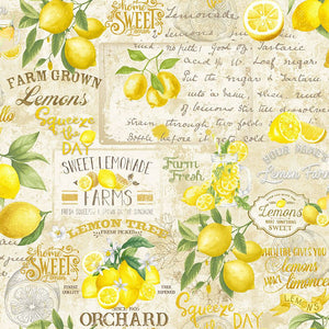 Lemon Bouquet - Lemon Farm Collage Yardage