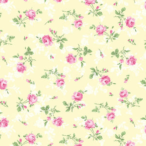 Tossed Antique Rose Butter Yardage