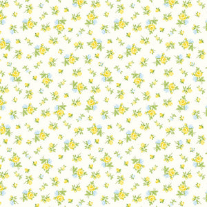 Tossed Tiny Rose Butter Yardage