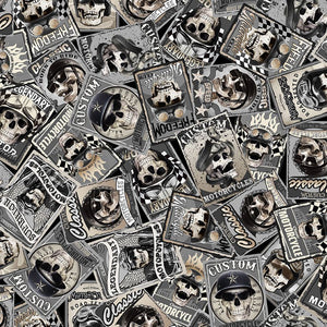 Reaper's Ride - Skull Patches Motorcylces Yardage