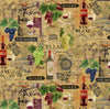 Wine Country - Vintage Wine And Grape On Text Yardage