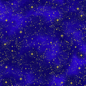 Cosmos - Starry Sky Navy Metallic Yardage