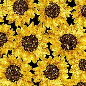 Fall Glory - Packed Metallic Sunflowers by Timeless Treasures