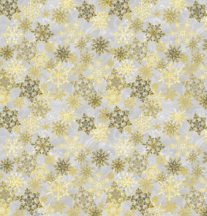 Silver And Gold - Metallic Snowflakes Yardage