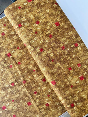 Gustav Klimt - Red Gold Metallic Yardage