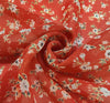 High Multi Sheer Floral Chiffon Red Yardage