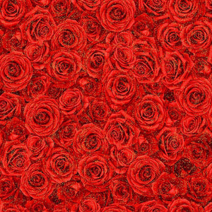 Winter Rose - Packed Red Metallic Roses Metallic