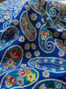 Blue Paisley Embroidered Crepe Silk Fabric