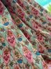 Floral Printed Artificial Raw Silk with Gold Thread Embroidery