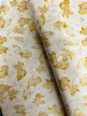 Fall For Autumn - Foliage Sunflower/Gold Metallic Yardage