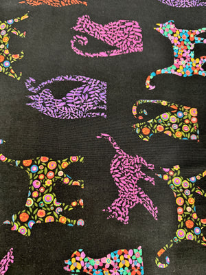 Folktown Cats - Folktown Patterned Cats Black Yardage