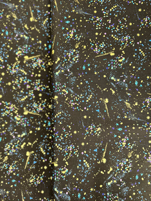 Utopia - Small Metallic Paint Splatters Black Yardage