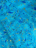 Utopia - Small Metallic Paint Splatters Aqua Yardage