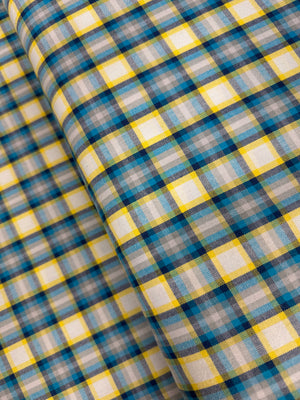 Kitchen Window Wovens - Yarn Dyed Check Plaid Cyan Yardage