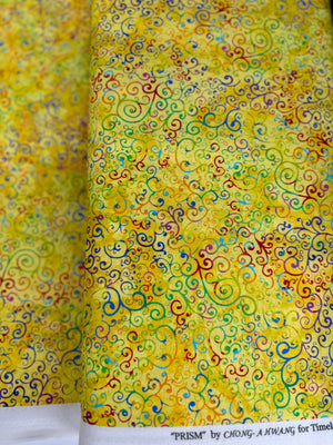 Prism - Swirly Vines Yellow Yardage