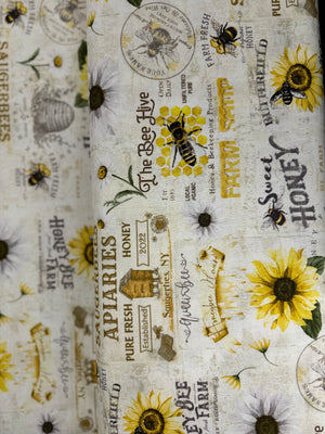 Honey Bee Farm - Vintage Bee Farm Sign Yardage