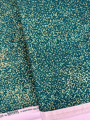 Moonlight Serenade - Moonlit Dots Emerald Green Metallic Yardage