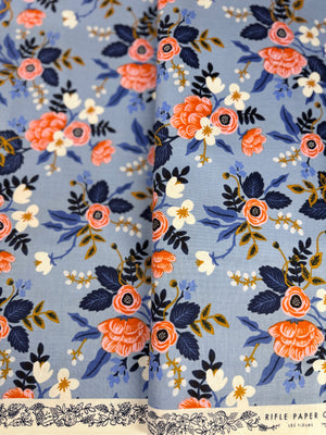 Les Fleurs - Birch Periwinkle Yardage