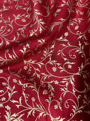 Holiday Flourish-Snow flower - Swirls Cranberry Metallic - Remnant