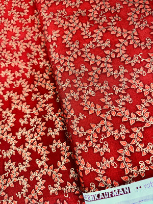 Florentine Garden - Vine Red Metallic Yardage