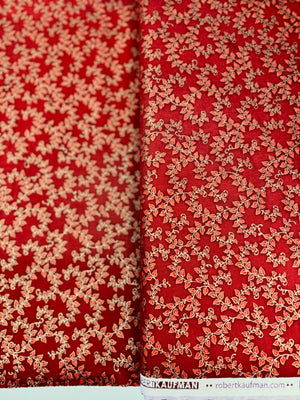 Florentine Garden - Vine Red Metallic Yardage