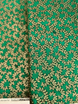 Florentine Garden - Vine Green Metallic Yardage