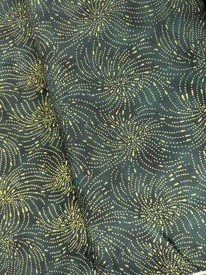 Home Sweet Home - Dotted Poms Hunter/Gold Metallic Yardage