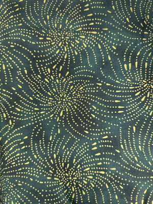 Home Sweet Home - Dotted Poms Hunter/Gold Metallic Yardage