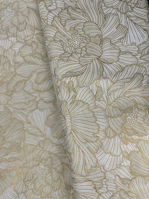 Graceful Garden - Florals Papyrus/Gold Metallic Yardage