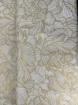 Graceful Garden - Florals Papyrus/Gold Metallic Yardage