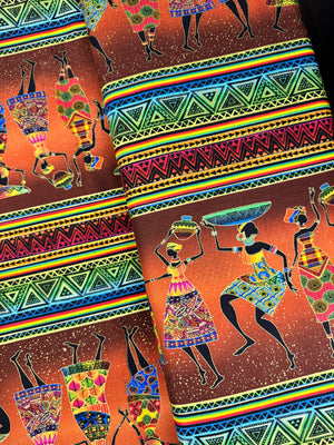 African Sunset - African 11 Stripe Sunset Metallic Yardage