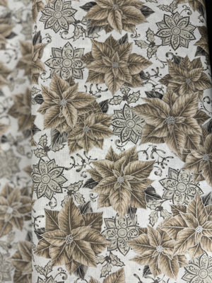 Holiday Flourish - Festive Finery - Poinsettias Blanc Silver Yardage