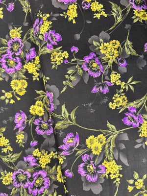 Midnight Garden - Large Floral Violet Yardage