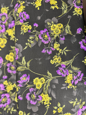 Midnight Garden - Large Floral Violet Yardage