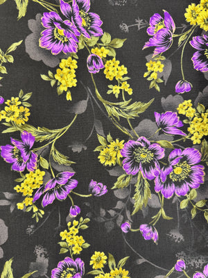 Midnight Garden - Large Floral Violet Yardage