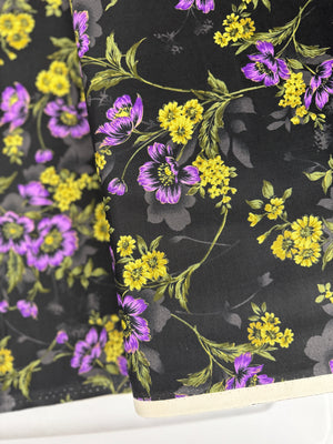 Midnight Garden - Large Floral Violet Yardage