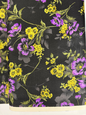 Midnight Garden - Large Floral Violet Yardage